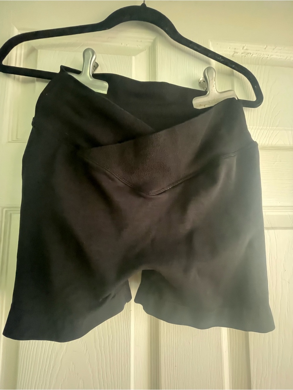 High-Waist Black Athletic Shorts with Crossover Waistband
